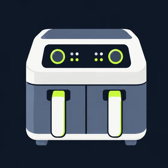 Illustration of a dual-drawer air fryer