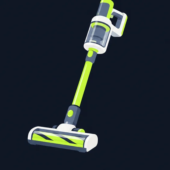 Illustration of a cordless stick vacuum