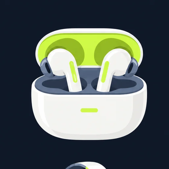 Illustration of a wireless noise cancelling earbuds